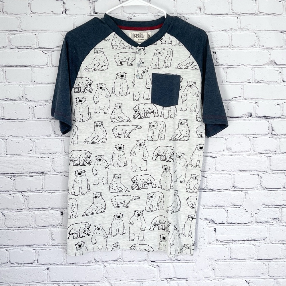 New Free Planet polar bears short sleeve shirt boys size XL 18